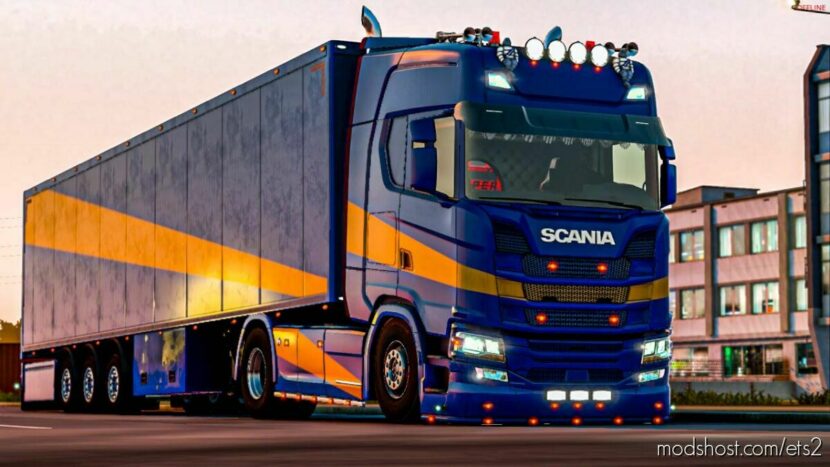 Sunrise Scania with Trailer v1.45 for Euro Truck Simulator 2