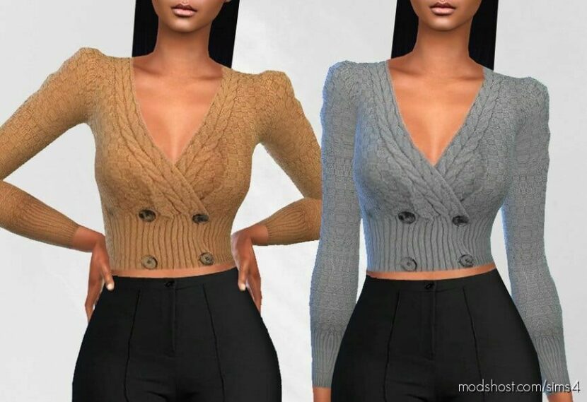 Four Buttoned Cardigans for Sims 4