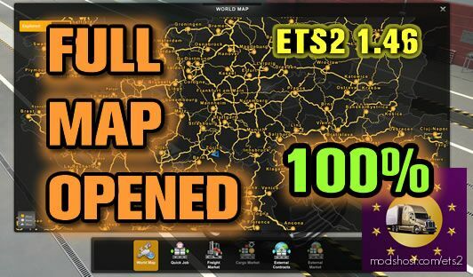 100% Opened Map In ETS2 [1.46] Profile for Euro Truck Simulator 2