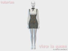 Sims 4 Female Clothes Mod: Vivian Tweed Sundress With Shirt And BOW (Image #2)