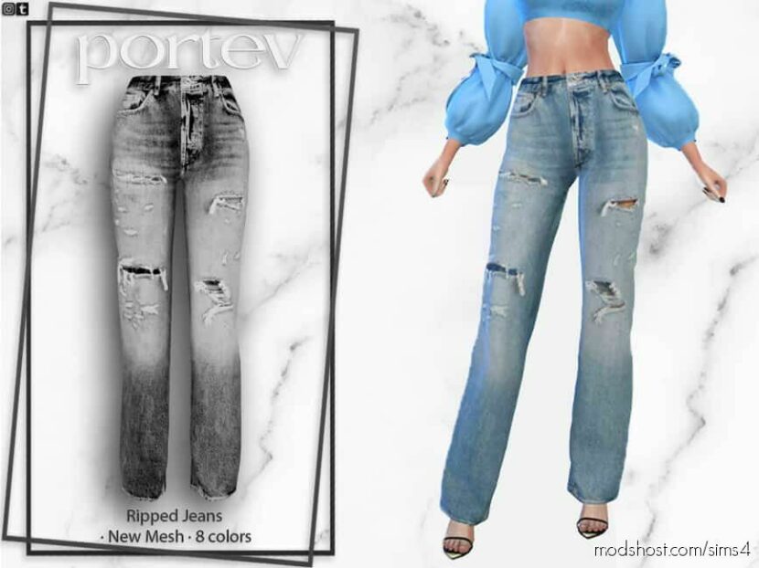 Sims 4 Female Clothes Mod: Ripped Jeans (Featured)