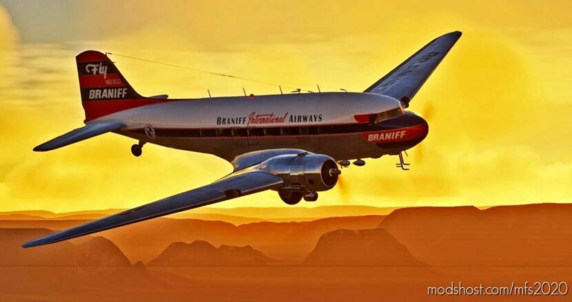 Douglas DC3 – Braniff Airways for Microsoft Flight Simulator 2020