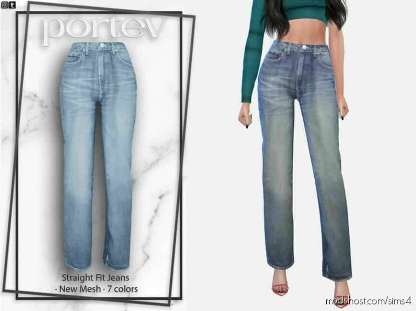 Straight FIT Jeans for Sims 4