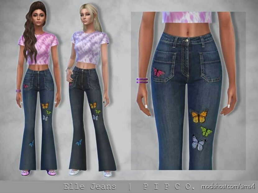 Elle Butterfly Jeans for Sims 4