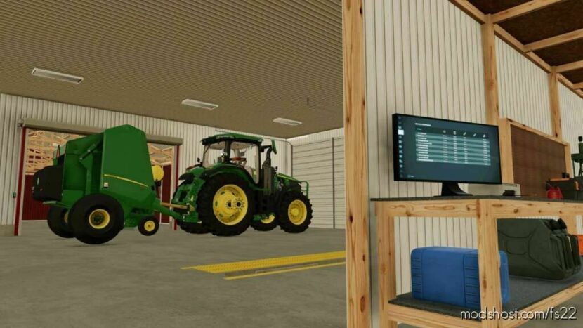 58×50 Shop With Attached 70×38 Cold Storage for Farming Simulator 22