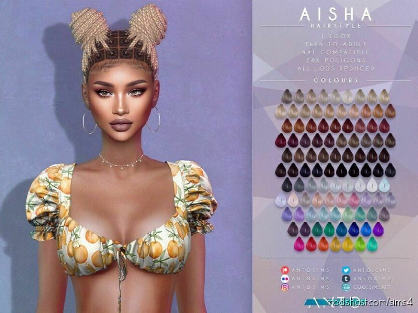 Aisha – Hairstyle [Patreon] for Sims 4