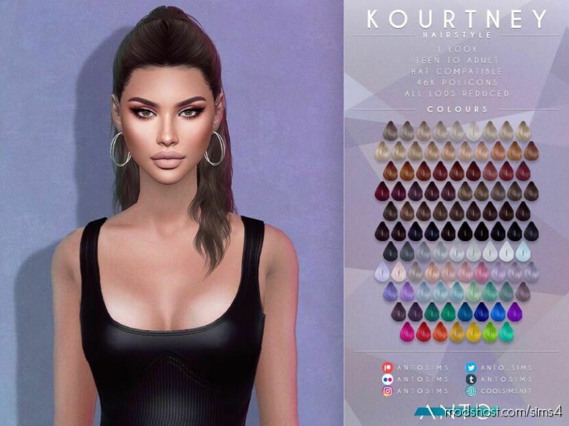 Kourtney – Hairstyle [Patreon] for Sims 4