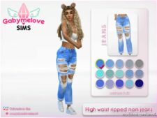 Sims 4 Female Clothes Mod: High waist ripped mom jeans (Image #2)