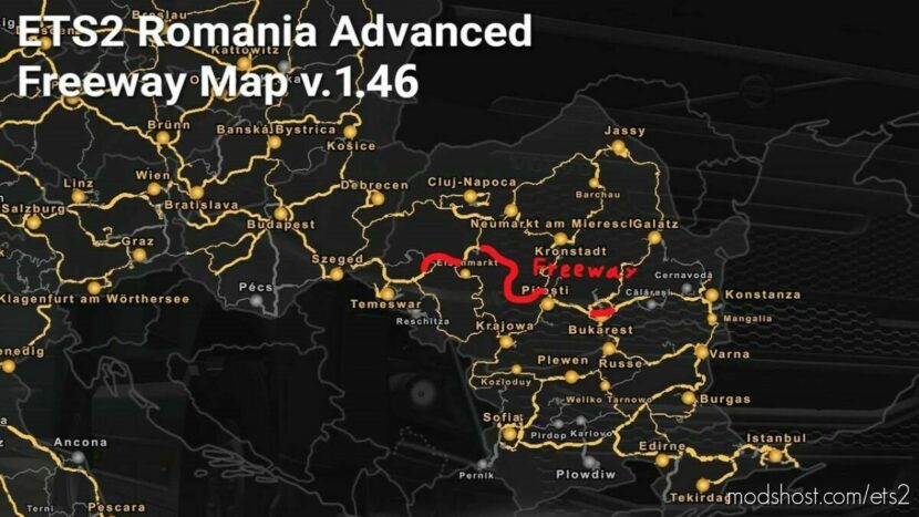 Romania Advanced Freeway Map v1.46 for Euro Truck Simulator 2