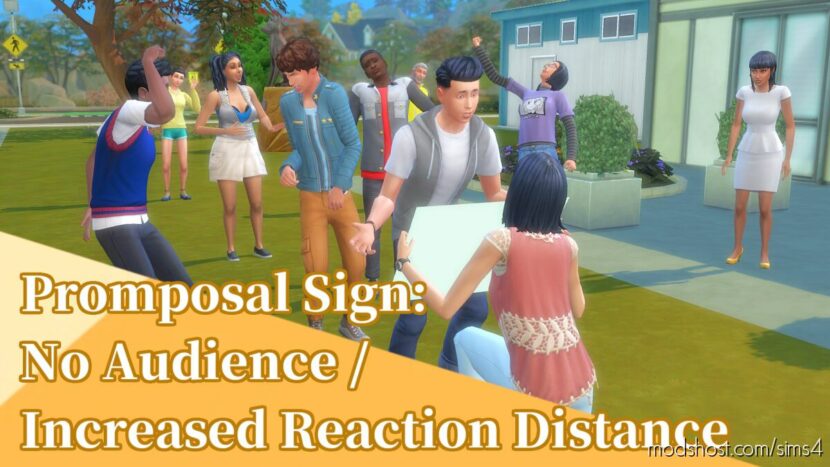 Promposal Sign: No Audience / Increased Reaction Distance for Sims 4