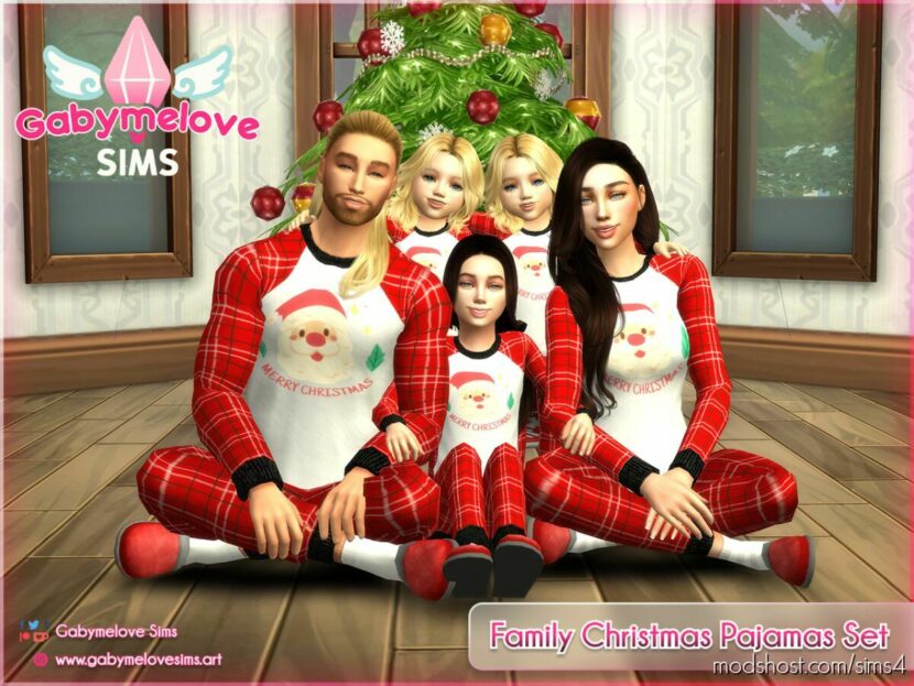 Sims 4 CC | Clothing: Family Christmas Pajamas Set for Sims 4