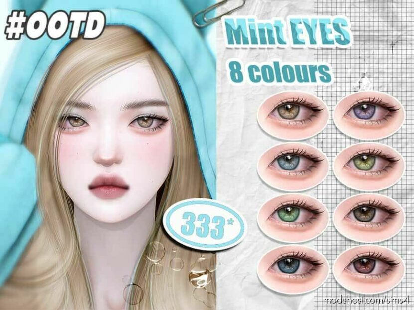 Sims 4 Makeup Mod: 333-Mint Eyes (Featured)
