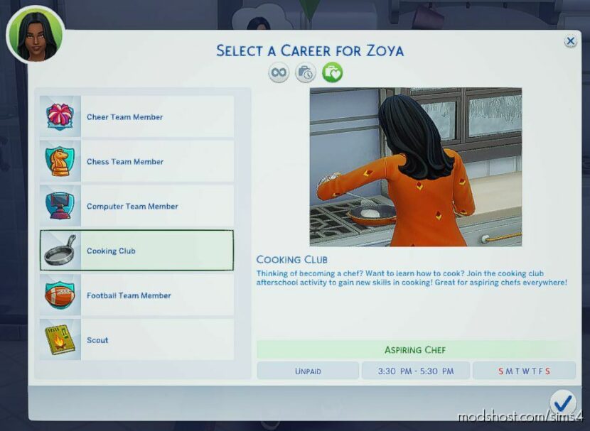 Cooking Club Afterschool Activity for Sims 4