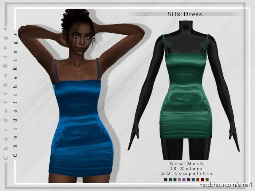 Silk Dress D-186 for Sims 4