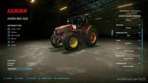 FS22 Claas Tractor Mod: Axion 960 V1.4.0.1 (Image #2)