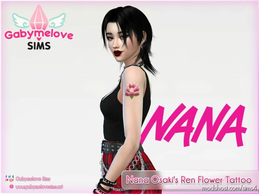 Nana Osaki’s Ren (Lotus) Flower Tattoo for Sims 4