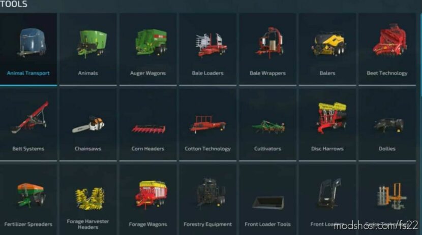Shop Categories Sorted for Farming Simulator 22