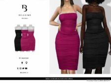 Mesh Extreme Ruched Midi Dress for Sims 4