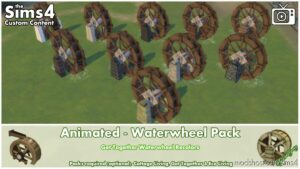 Sims 4 Object Mod: Animated Waterwheel Pack (Image #2)