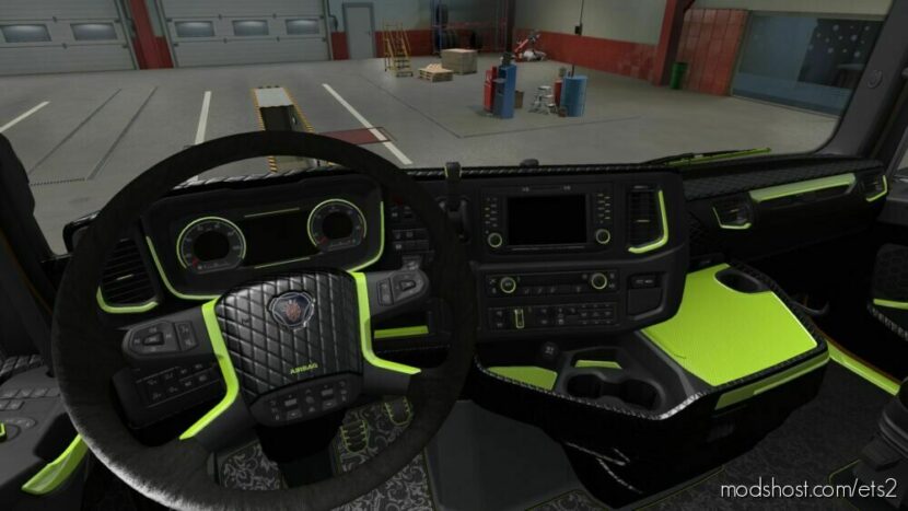 Green Lime Interior For Scania S & R 2016 for Euro Truck Simulator 2