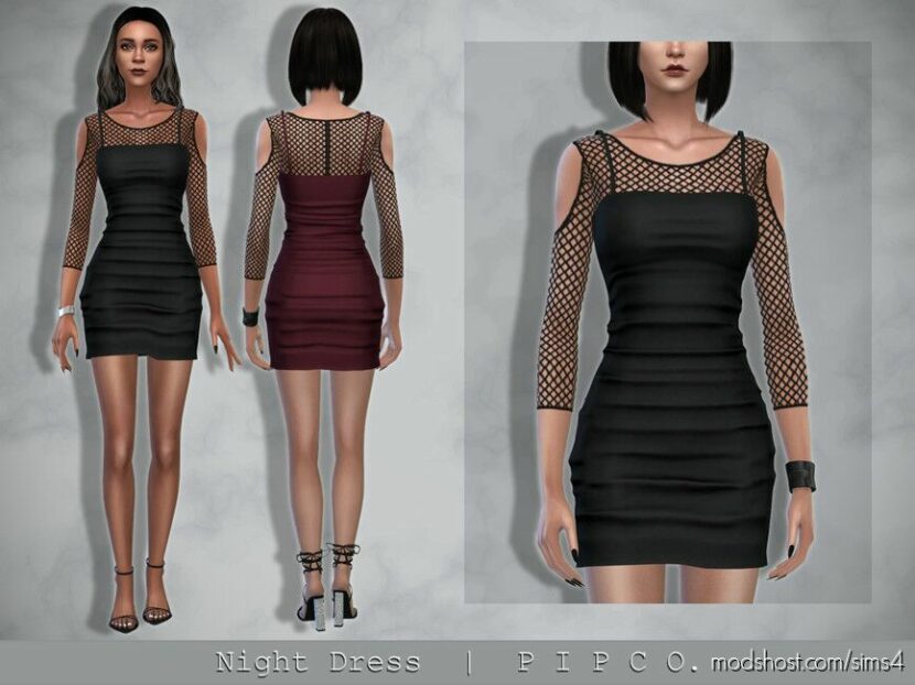 Trendy Layered Night Dress for Sims 4