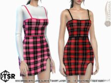 Dress with Long Sleeve T-Shirt Layer for Sims 4