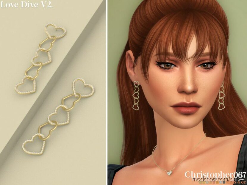 Love Dive Earrings V2 for Sims 4