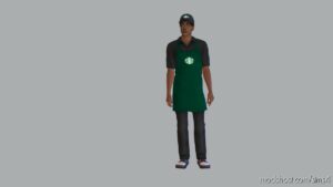 Sims 4 Elder Clothes Mod: Starbucks Coffee Uniforms + Cap (Image #2)