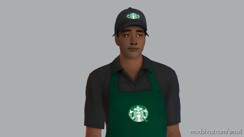 Starbucks Coffee Uniforms + Cap for Sims 4
