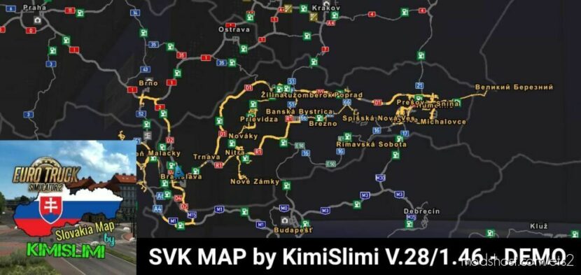 SVK Map By Kimislimi V.28 – Demo [1.46] for Euro Truck Simulator 2