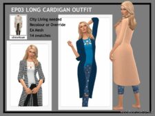 EP03 Long Cardigan Outfit for Sims 4