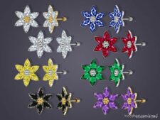 Sims 4 Accessory Mod: Flora Crystal Earrings For Kids (Image #2)