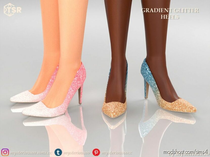 Gradient Glitter Heels for Sims 4