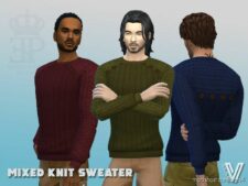 Mixed Knit Sweater for Sims 4
