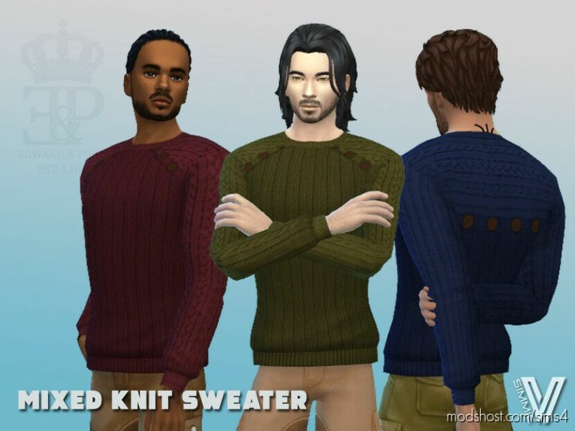 Mixed Knit Sweater Sims 4 Clothes Mod - ModsHost