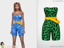 Ariella Bandeau Jumpsuit With a Belt for Sims 4