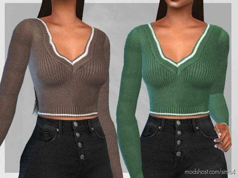 College V Neck Sweaters for Sims 4