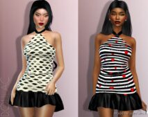 Ruffled-hem Mini Dress DO756 for Sims 4