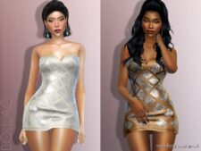 Rhinestone-Embellished Mini Dress DO765 for Sims 4