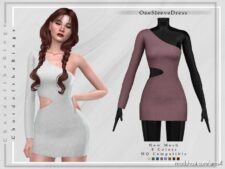 One Sleeve Dress D-196 for Sims 4