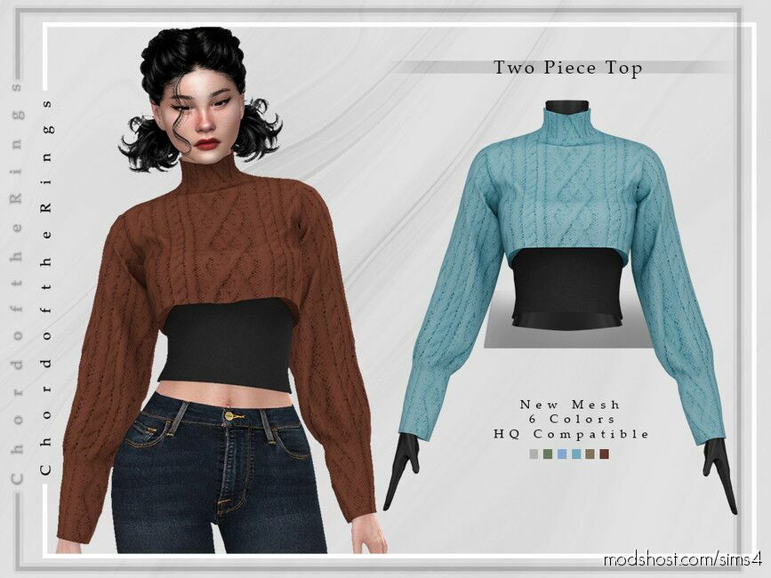 Two Piece TOP T-370 Sims 4 Clothes Mod - ModsHost