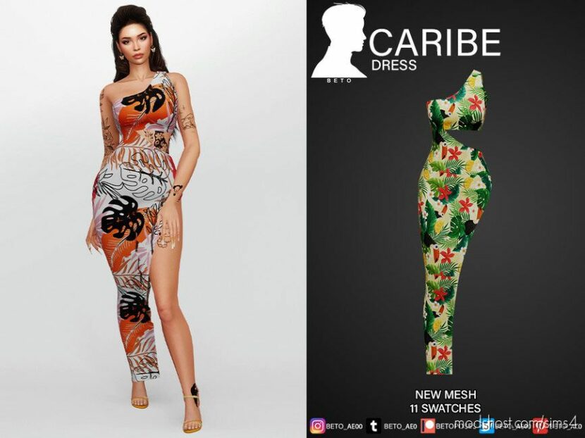 Sims 4 Female Clothes Mod: Caribe (Dress) (Featured)