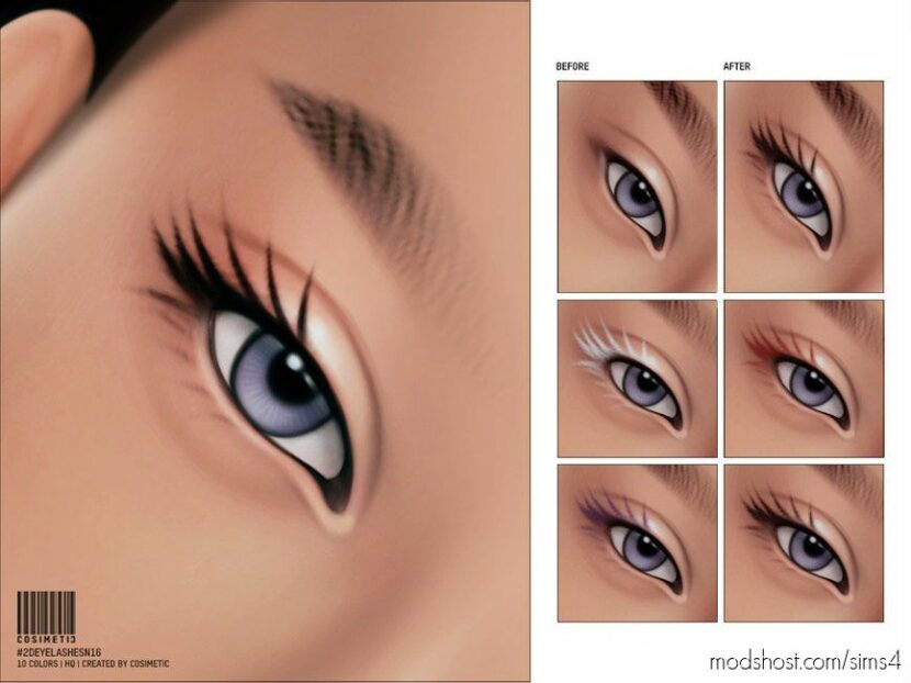 Sims 4 Female Makeup Mod: 2D Eyelashes N16 (Featured)
