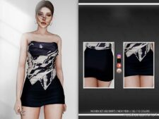 Sims 4 Teen Clothes Mod: Woven Set-302 (Top+Skirt) BD869 (Image #2)