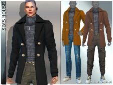 Men’s Double Breasted Coat for Sims 4