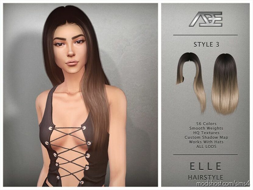 Elle – Hairstyle V3 for Sims 4