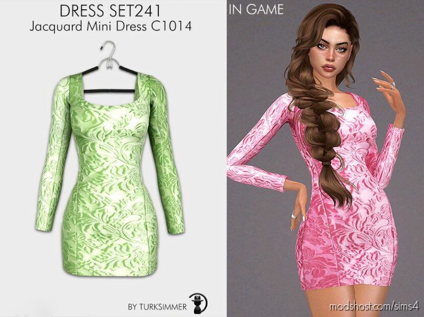Dress SET241 – Jacquard Mini Dress C1014 for Sims 4