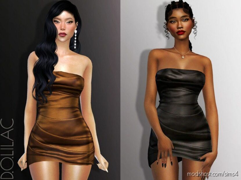 Satin Mini Dress DO775 for Sims 4