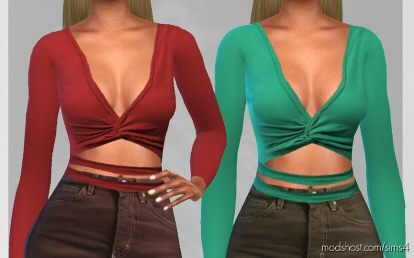 Casual Fitted Blouses & Gabardine Pants for Sims 4