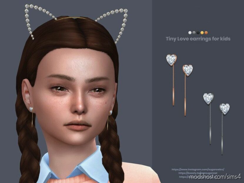 Tiny Love Earrings For Kids for Sims 4